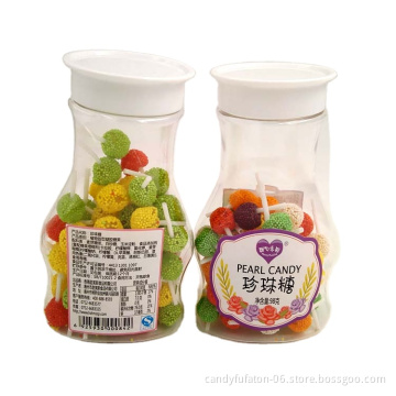 Hot sale mini pearl coated jelly lollipop candy in bulk